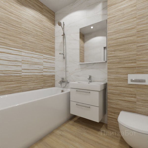 ALMA ceramica 2026, Эйфория, Два декора над ванной, контраст у инсталляции, палубная №4