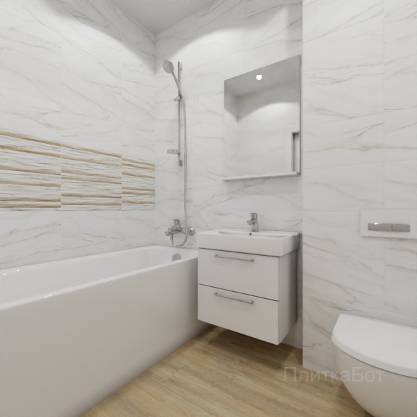 ALMA ceramica 2026, Эйфория, Два декора над ванной и основная плитка, палубная