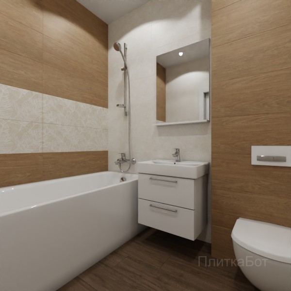 ALMA ceramica 2026, Гарден, Два декора над ванной, контраст у инсталляции, палубная №2