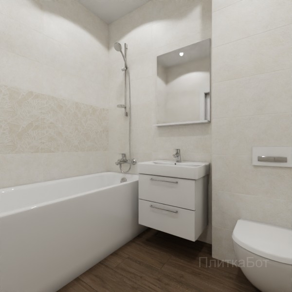 ALMA ceramica 2026, Гарден, Два декора над ванной и основная плитка, палубная
