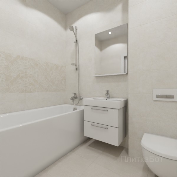 ALMA ceramica 2026, Гарден, Два декора над ванной и основная плитка