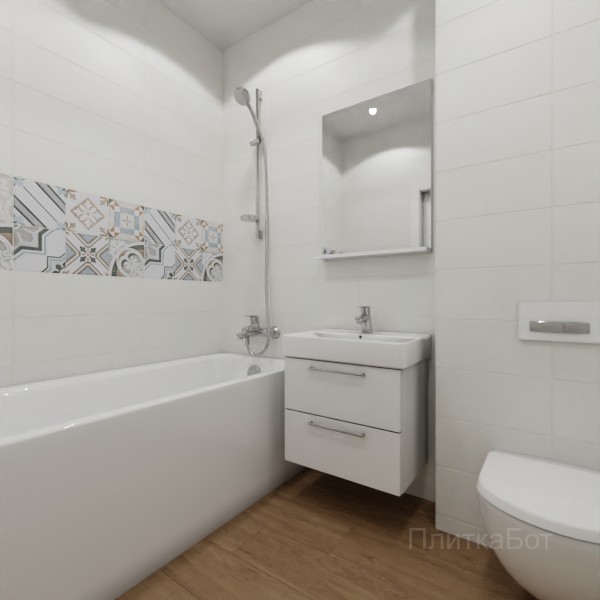 ALMA ceramica 2026, Коста-Рика, Два декора над ванной и основная плитка, палубная №1