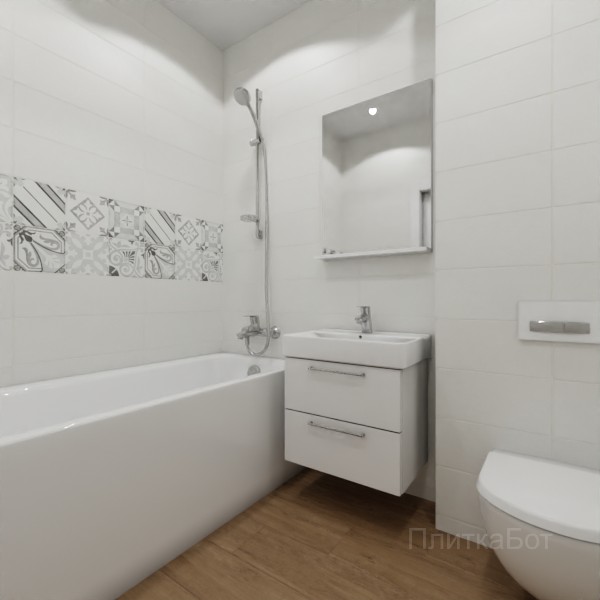 ALMA ceramica 2026, Коста-Рика, Два декора над ванной и основная плитка, палубная №2