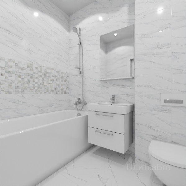 ALMA ceramica 2026, Меркурий, Два декора над ванной и основная плитка №2