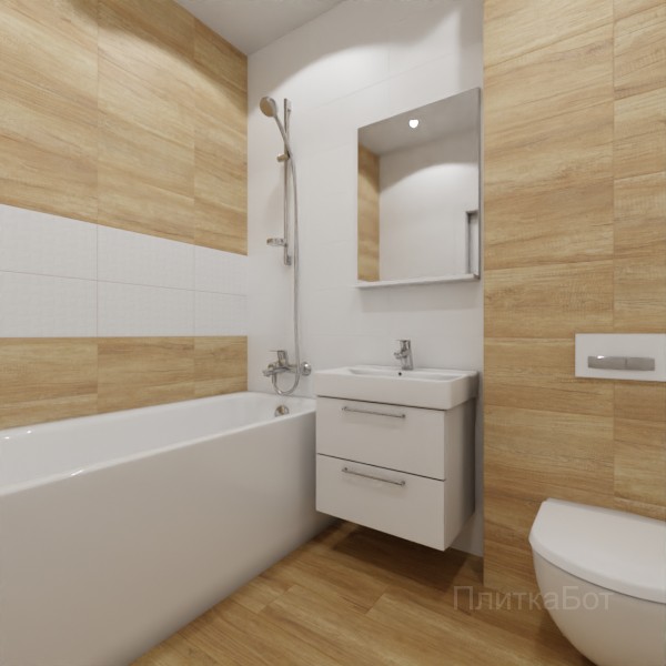 ALMA ceramica 2026, Милони, Два декора над ванной, контраст у инсталляции, палубная №1