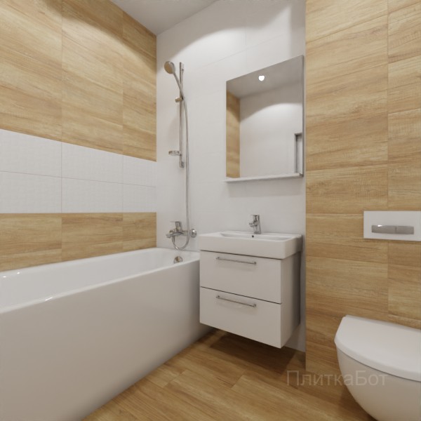 ALMA ceramica 2026, Милони, Два декора над ванной, контраст у инсталляции, палубная №7