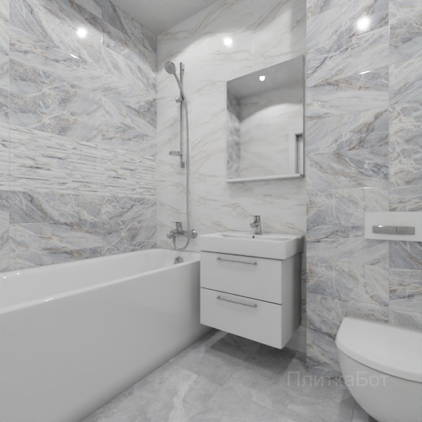 ALMA ceramica 2026, Натива, Два декора над ванной, контраст у инсталляции №2