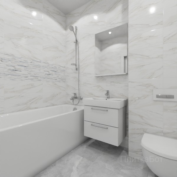ALMA ceramica 2026, Натива, Два декора над ванной и основная плитка