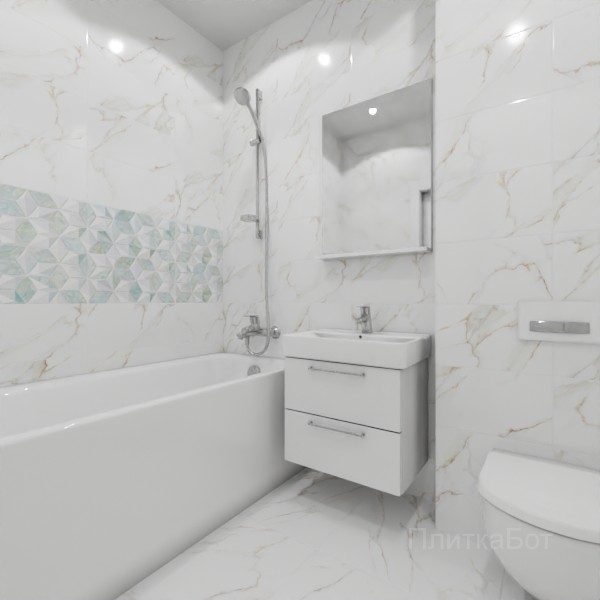 ALMA ceramica 2026, Невада, Два декора над ванной и основная плитка