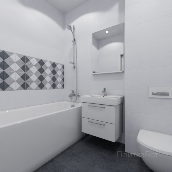 ALMA ceramica 2026, Оригами, Два декора над ванной и основная плитка