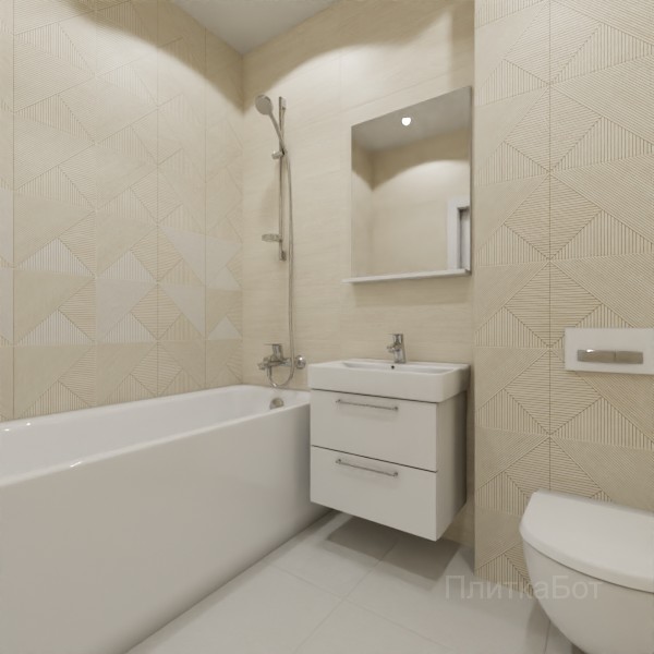 ALMA ceramica 2026, Патио, Два декора над ванной, контраст у инсталляции №2