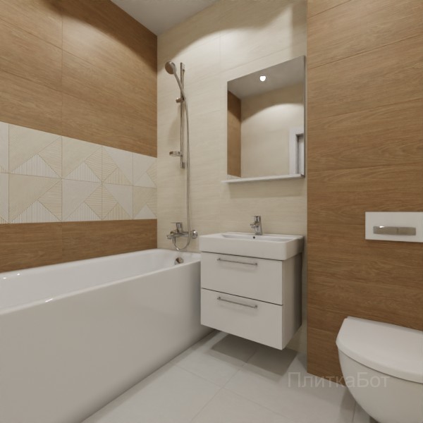ALMA ceramica 2026, Патио, Два декора над ванной, контраст у инсталляции №3