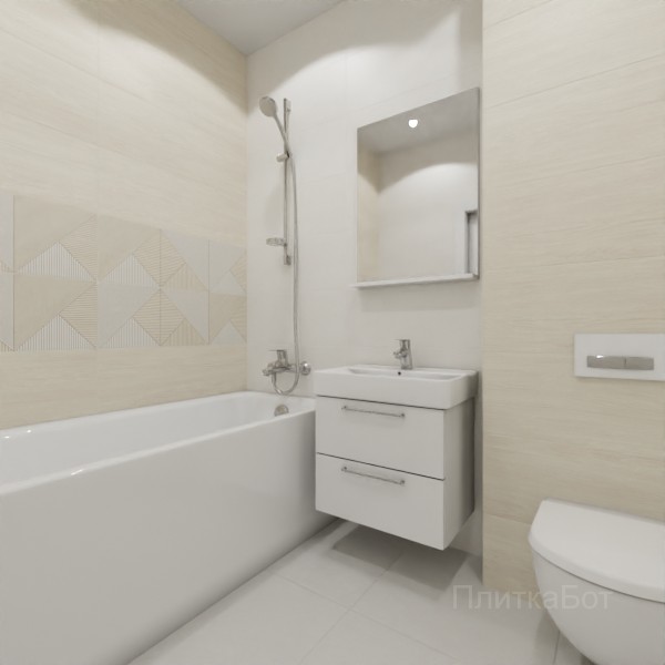 ALMA ceramica 2026, Патио, Два декора над ванной, контраст у инсталляции №4