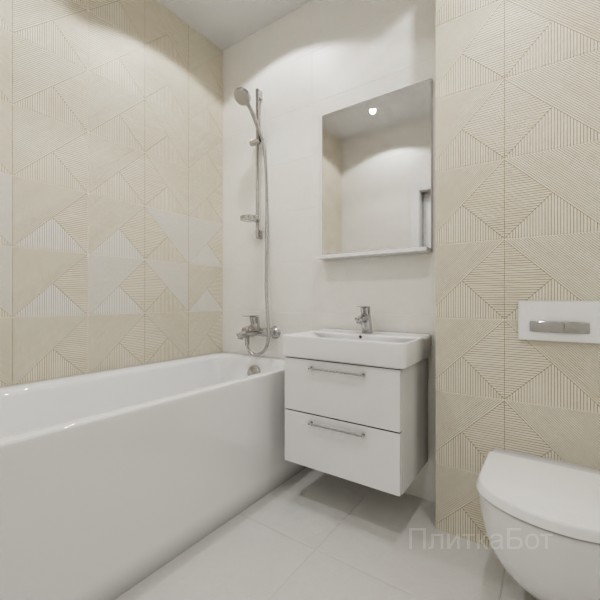 ALMA ceramica 2026, Патио, Два декора над ванной, контраст у инсталляции №5