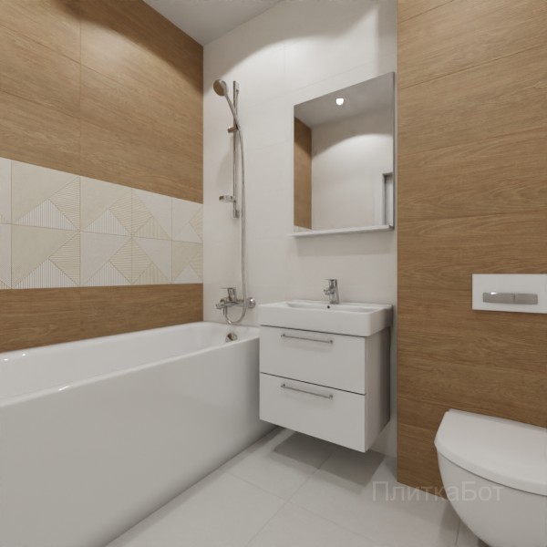 ALMA ceramica 2026, Патио, Два декора над ванной, контраст у инсталляции №6