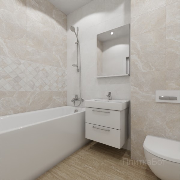 ALMA ceramica 2026, Персей, Два декора над ванной, контраст у инсталляции, палубная №3