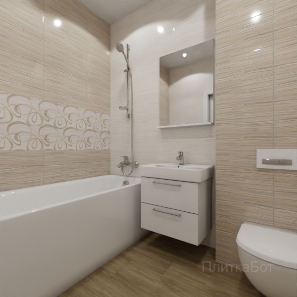ALMA ceramica 2026, Плессо, Два декора над ванной, контраст у инсталляции, палубная №1