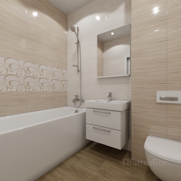 ALMA ceramica 2026, Плессо, Два декора над ванной, контраст у инсталляции, палубная №2