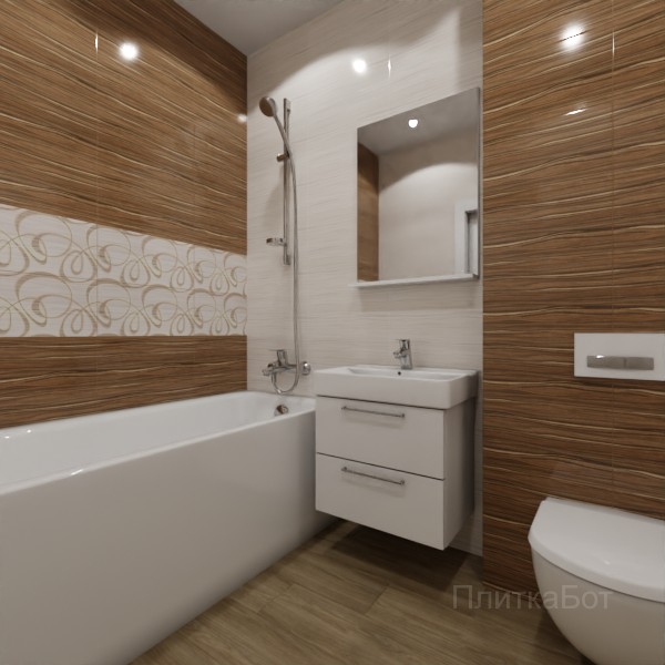 ALMA ceramica 2026, Плессо, Два декора над ванной, контраст у инсталляции, палубная №12