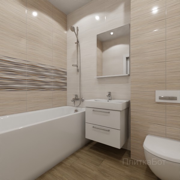 ALMA ceramica 2026, Плессо, Два декора над ванной, контраст у инсталляции, палубная №14