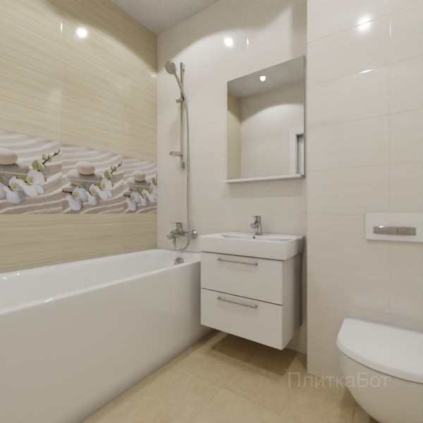 ALMA ceramica 2026, Релакс, Панно и контраст над ванной №2