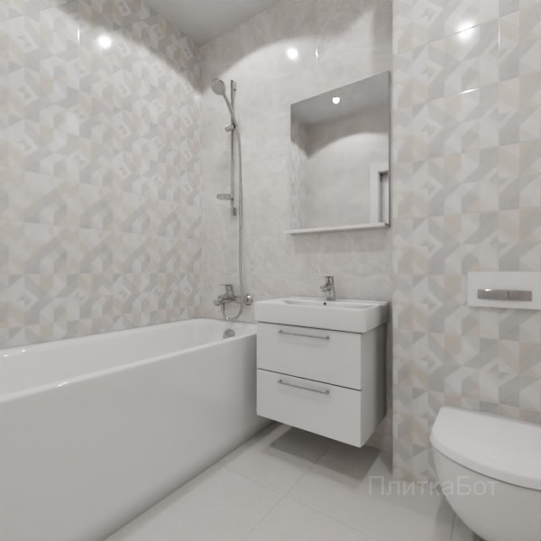 ALMA ceramica 2026, Риволи, Два декора над ванной, контраст у инсталляции №8