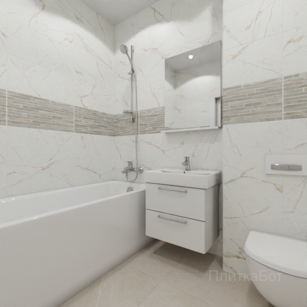 ALMA ceramica 2026, Рок Лайн (беж), Декор по центру №1