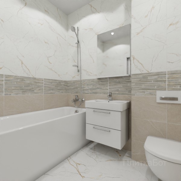 ALMA ceramica 2026, Рок Лайн (беж), Низ-верх и декор №2