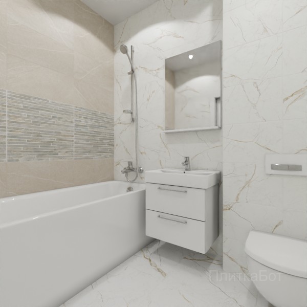 ALMA ceramica 2026, Рок Лайн (беж), Два декора над ванной №2