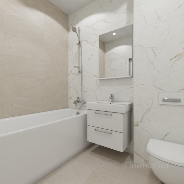 ALMA ceramica 2026, Рок Лайн (беж), Контрастные стены №1