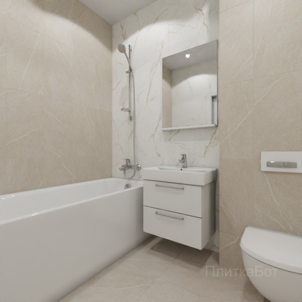 ALMA ceramica 2026, Рок Лайн (беж), Контрастные стены вертикально, контраст у инсталляции №1