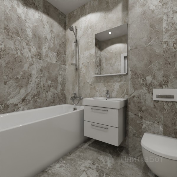 ALMA ceramica 2026, Рок Лайн (камень), Контрастные стены вертикально, контраст у инсталляции №2