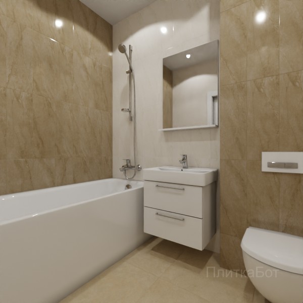 ALMA ceramica 2026, Рокко (беж), Контрастные стены вертикально, контраст у инсталляции №2