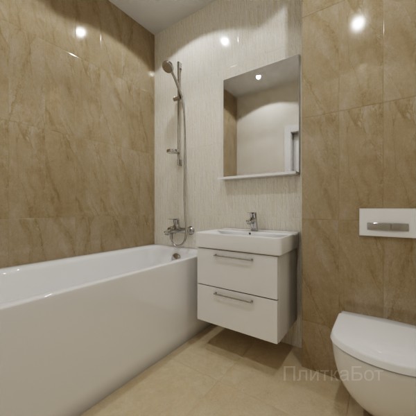ALMA ceramica 2026, Рокко (беж), Контрастные стены вертикально, контраст у инсталляции №5