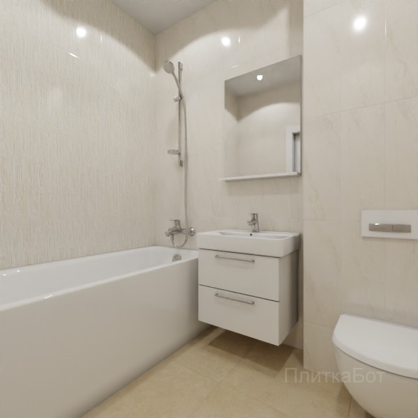 ALMA ceramica 2026, Рокко (беж), Контрастные стены вертикально №1