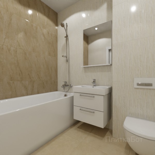 ALMA ceramica 2026, Рокко (беж), Контрастные стены вертикально №4