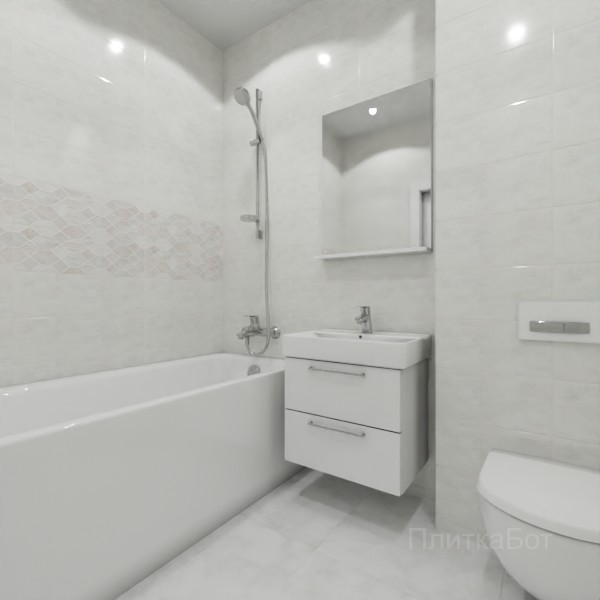 ALMA ceramica 2026, Роксана, Два декора над ванной и основная плитка