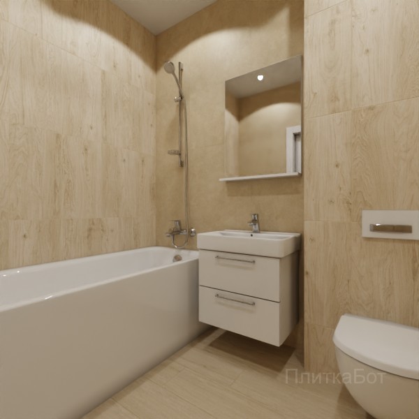 ALMA ceramica 2026, Шарп (беж), Контрастные стены вертикально, контраст у инсталляции, палубная