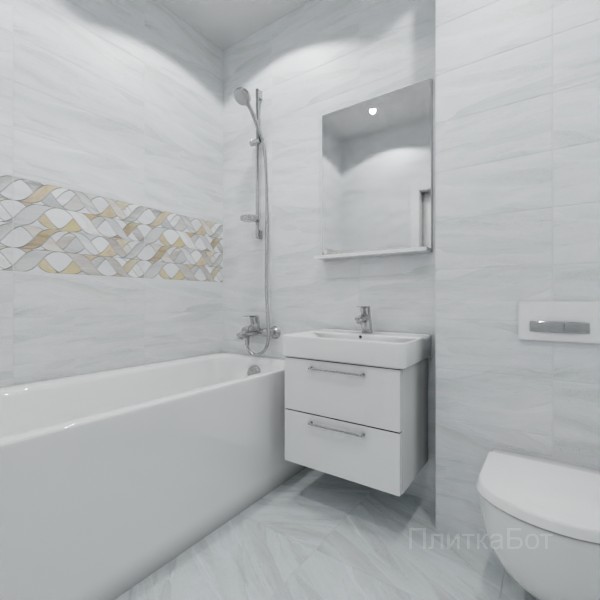 ALMA ceramica 2026, Слэйт рок, Два декора над ванной и основная плитка