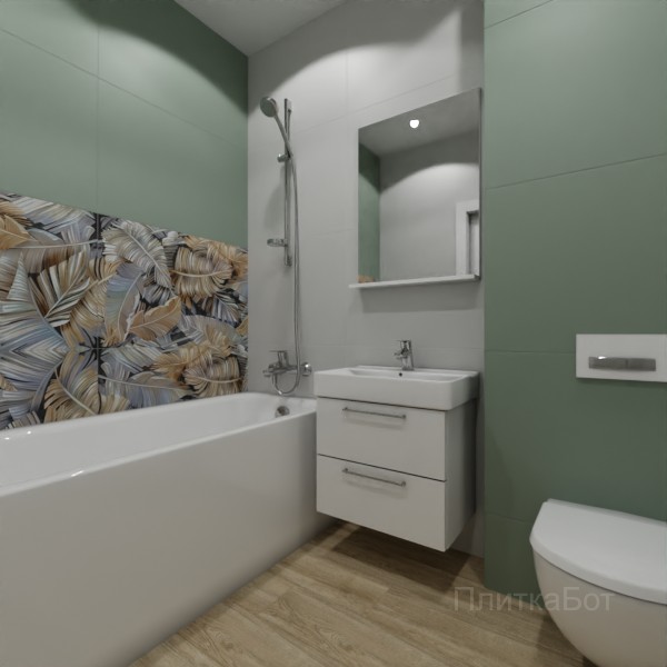 ALMA ceramica 2026, Спектор, Два декора над ванной, контраст у инсталляции, палубная №1