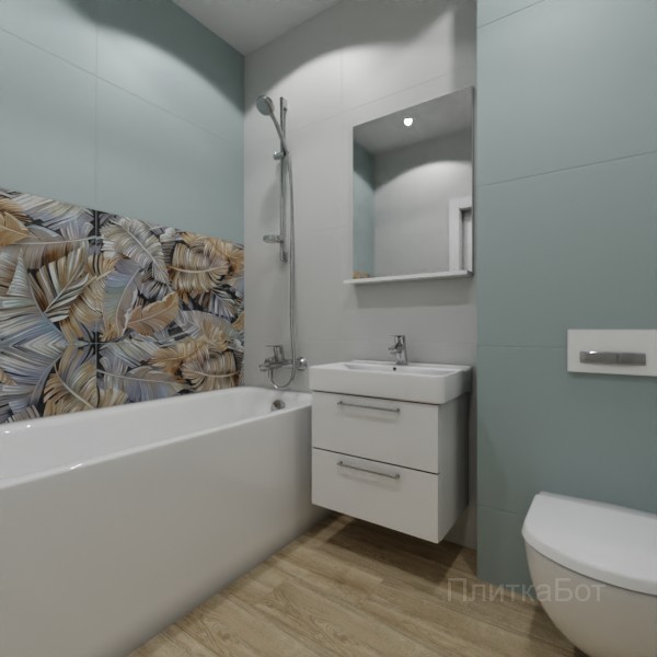 ALMA ceramica 2026, Спектор, Два декора над ванной, контраст у инсталляции, палубная №2