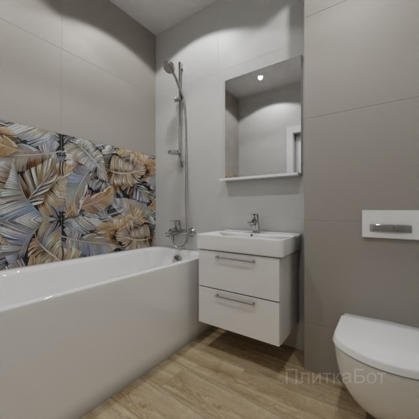 ALMA ceramica 2026, Спектор, Два декора над ванной, контраст у инсталляции, палубная №3