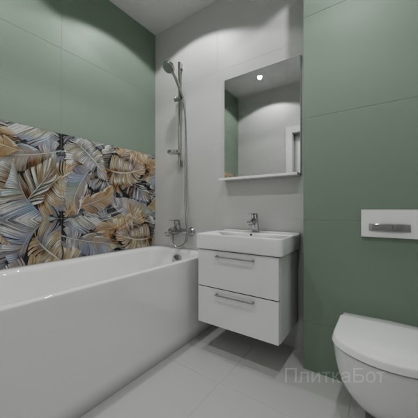 ALMA ceramica 2026, Спектор, Два декора над ванной, контраст у инсталляции №1