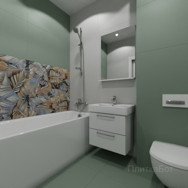 ALMA ceramica 2026, Спектор, Два декора над ванной, контраст у инсталляции №2