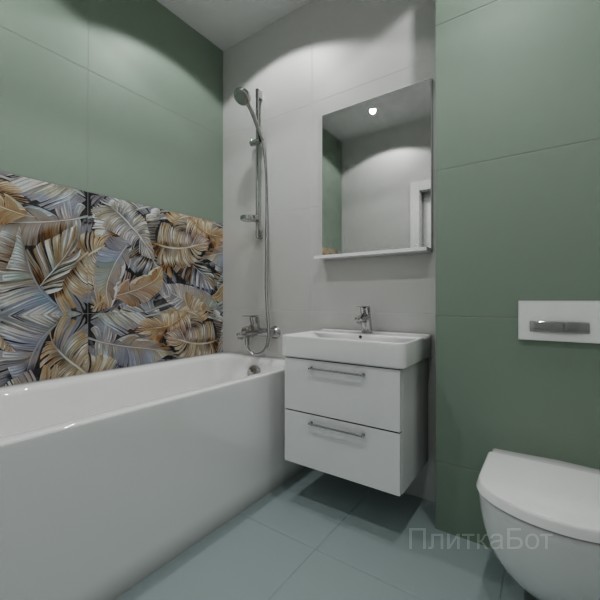 ALMA ceramica 2026, Спектор, Два декора над ванной, контраст у инсталляции №3