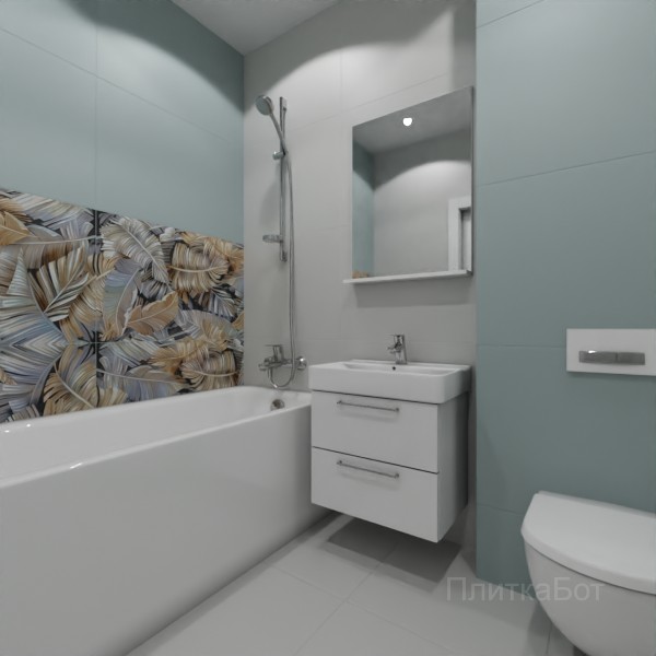 ALMA ceramica 2026, Спектор, Два декора над ванной, контраст у инсталляции №4