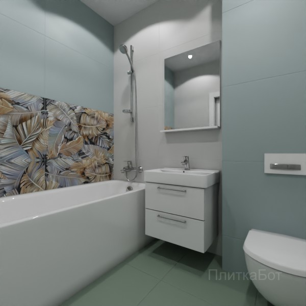 ALMA ceramica 2026, Спектор, Два декора над ванной, контраст у инсталляции №5