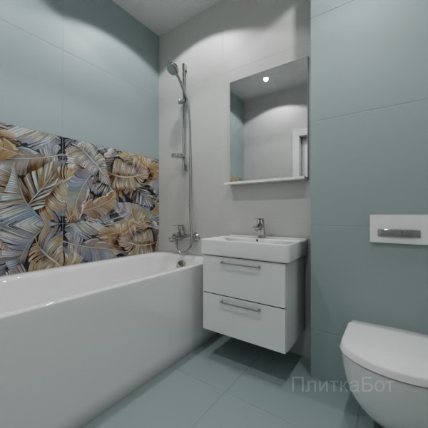 ALMA ceramica 2026, Спектор, Два декора над ванной, контраст у инсталляции №6