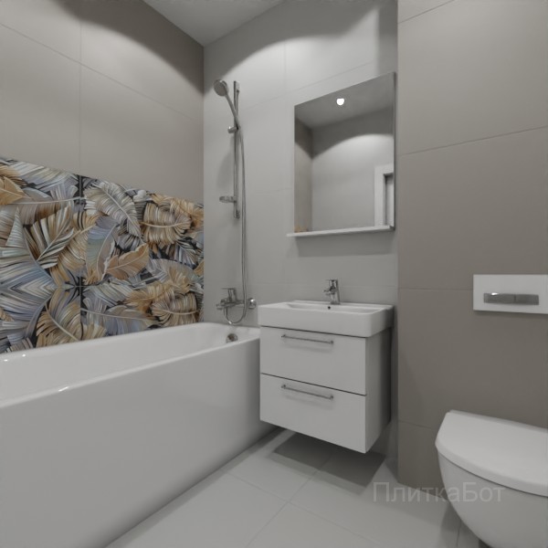 ALMA ceramica 2026, Спектор, Два декора над ванной, контраст у инсталляции №7