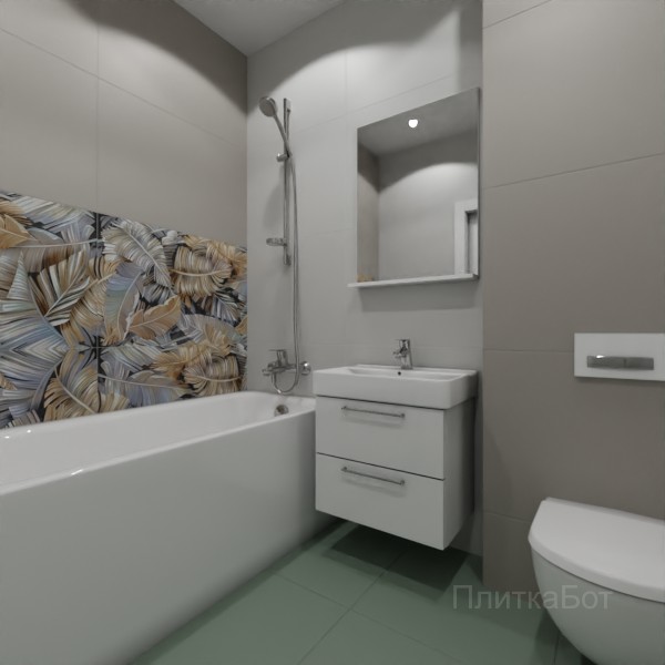 ALMA ceramica 2026, Спектор, Два декора над ванной, контраст у инсталляции №8